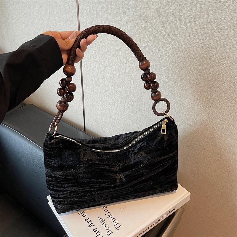 Chinese Style Beaded Shoulder Bag - Luxury Retro Underarm Bag for Women, Perfect for Dating & Commuting