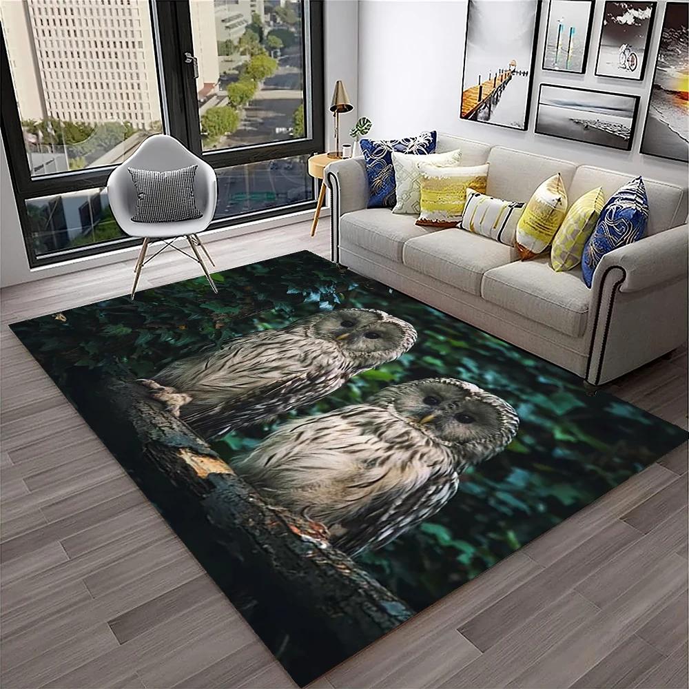 Urocza Sowa Seria 3D Kreskówkowy Dywanik do Domu Salonu Sypialni Sofy Kuchni Wycieraczka Dekoracja, Dywanik do Pokoju Dziecka Mata Podłogowa Antypoślizgowa