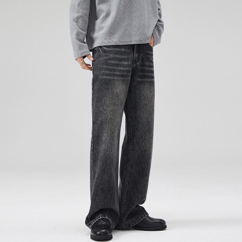LKTM Unisex Vintage Washed Black Gray Slimming Micro Flare Jeans