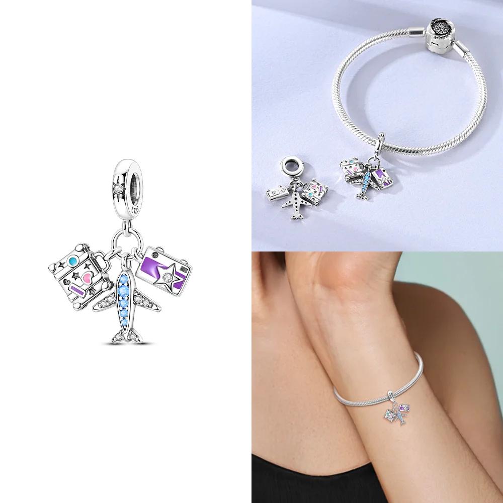 Exquisite Original Blue Zircon Leaf Dress Charms Beads Fit Bracelet Charms Copper Women Jewelry Making Diy Accessory Gifts