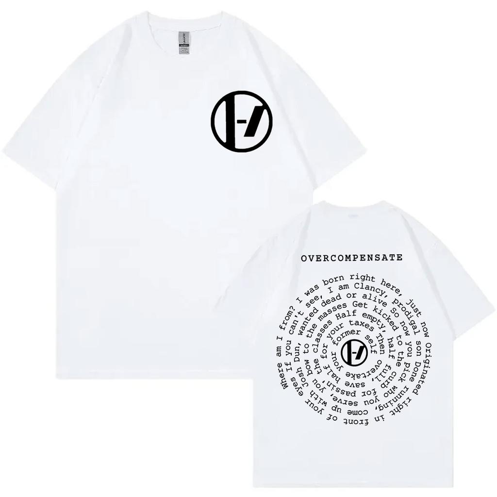 Twenty One Pilots Overcompensate Tričko s potlačou textu The Clancy World Tour 2024 Tričká Muži Ženy Móda Rock Hip Hop Tričká