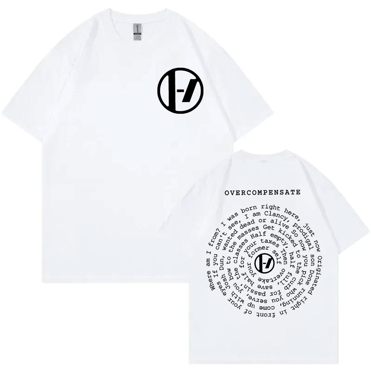 

Футболка с принтом текста песни Twenty One Pilots Overcompensate The Clancy World Tour 2024 Футболки Мужская Женская Мода Рок Хип-Хоп Футболки S