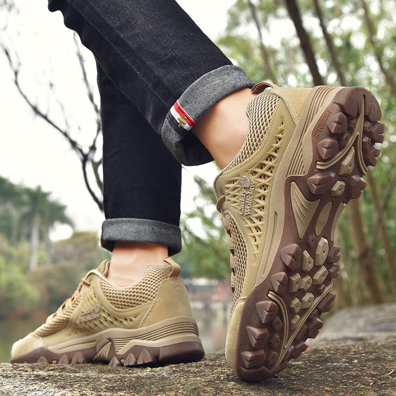 Spring and Autumn Mountaineering Shoes Men's Shoes Large Size Hiking Hiking Thick Bottom Sports Breathable Climbing Shoes