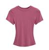 Summer New Female American Spice Girl Solid Color Crew Neck Short Sleeve T-Shirt Basic Threaded Bottom Top