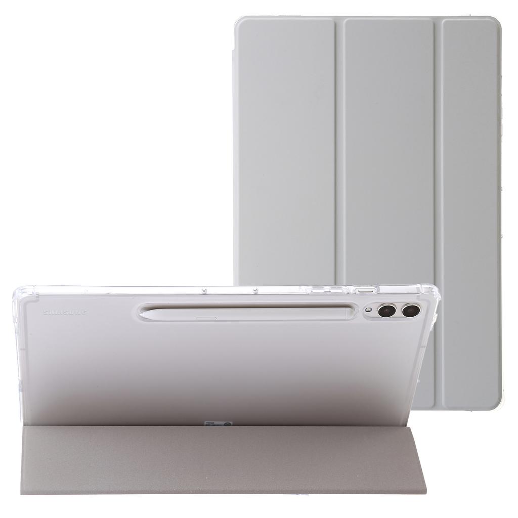 Pro Samsung Galaxy Tab S10+ Pouzdro Skládací Stojan Kůže+TPU+Akryl Průhledná Zadní Strana Kryt na Tablet