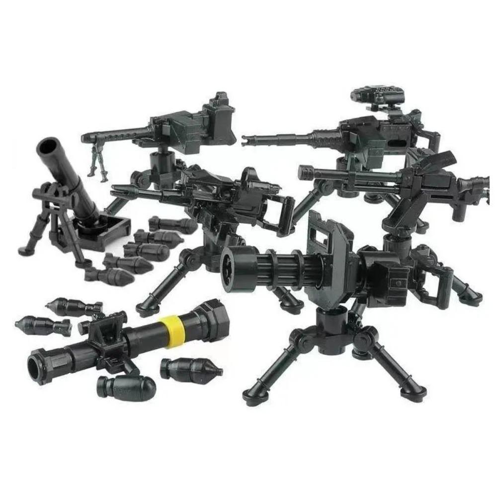 WWII Building Blocks Military Weapons Police Soldier Figure Accessories Model Brick Gun Cannon Launcher Bunker Outpost Toy X017