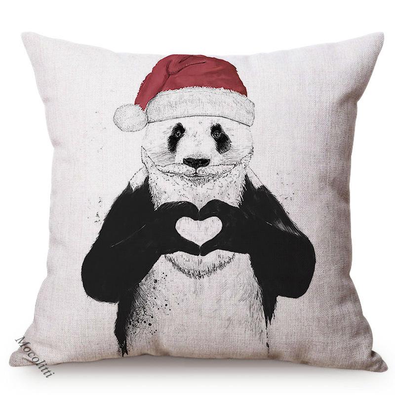 Pandas Wearing Hats Special Decorative Cushion Cover Funny Boxer Clown Cute Panda Nursery Art Room Decoration Chair Pillowcases