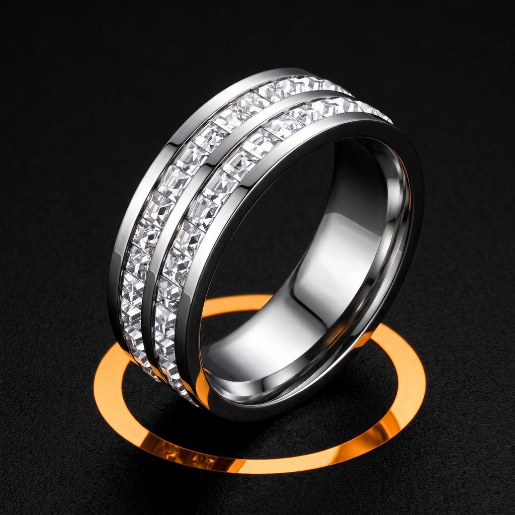 Luxe Dames RVS Ring: Elektrogeplateerd titanium, vervaagt niet, veelzijdig ontwerp