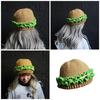 Fashion Hamburger Hat for Adult Kids Knitted Novelty Hat Anime Cosplay Costume Hat Outdoor Hiking Hat Windproof Headwear