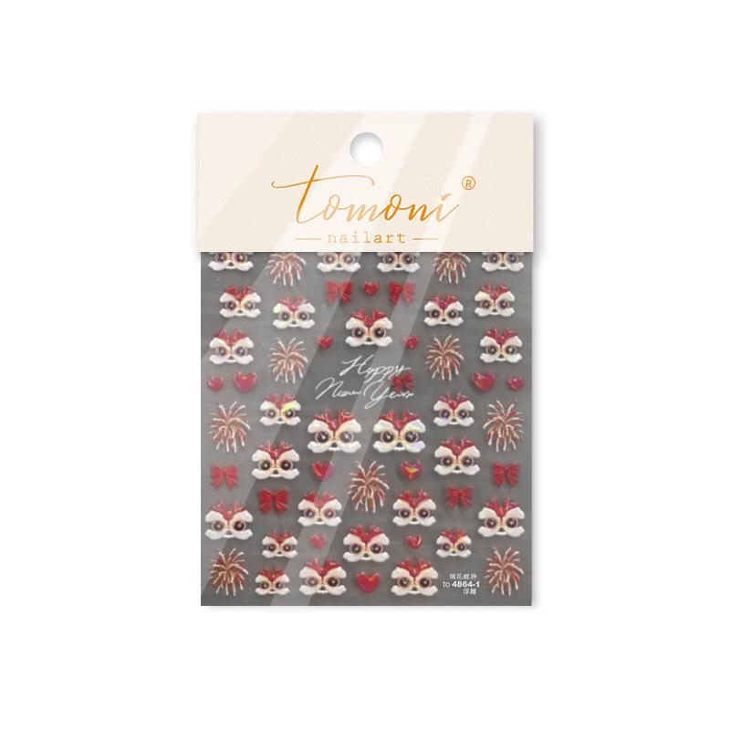 

Tomoni 3D Embossed Children s Nail Stickers - Hot Japanese Style Fireworks & Lion Dance Designs