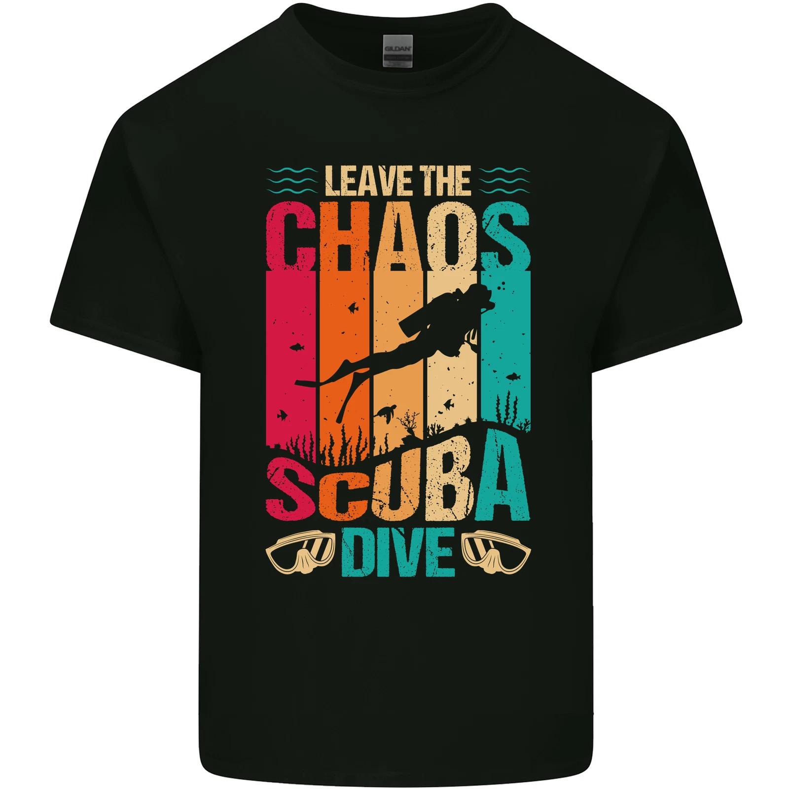 Leave the Chaos Go Scuba Diving Diver Dive Kids T-Shirt Childrens L