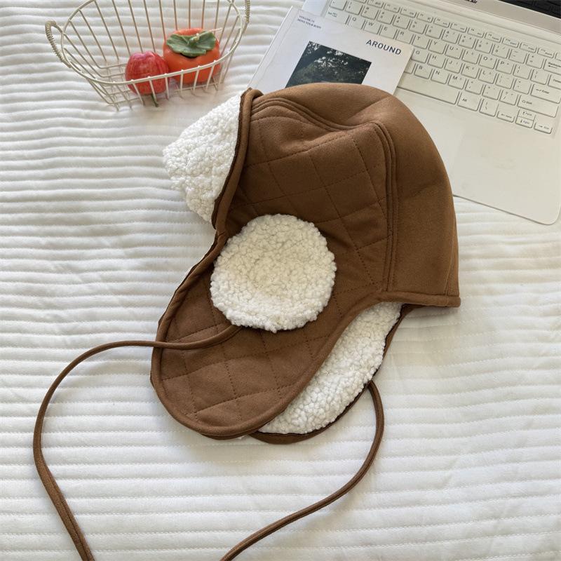 Winter Lamb Wool Lei Feng Hat for Men and Women, Thickened and Warm, Suede Ear Protection, Cold-Proof Ski Hat