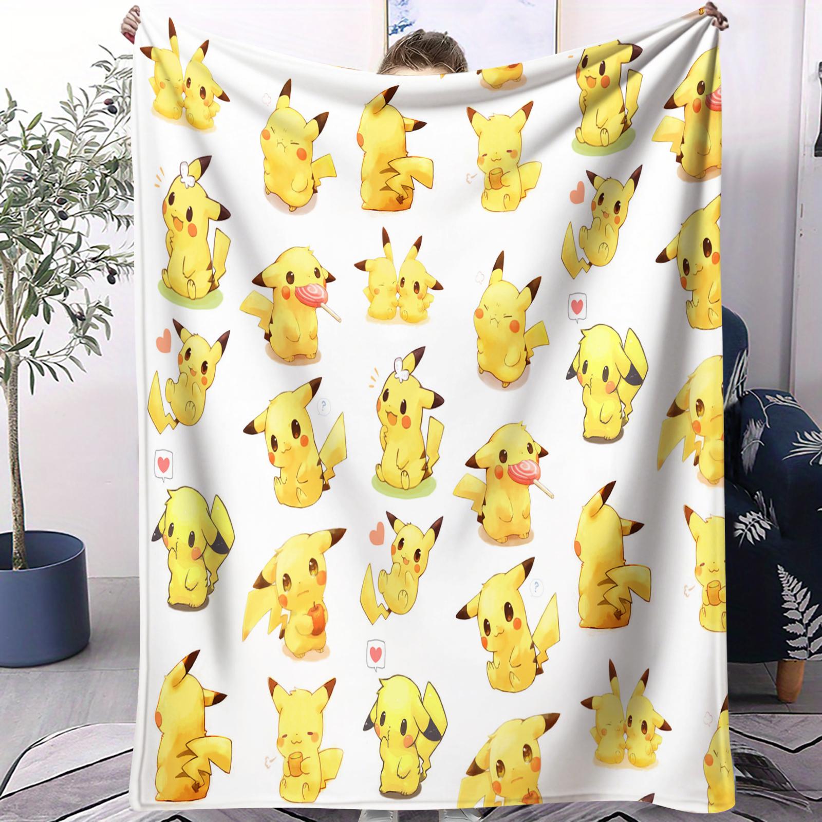 

Cute Pikachu Emoji Collection AllPrint Flannel Blankets Cozy Warm Universal for Boys Girls for Home Camping Office Decoration 75x100cm (30x40inch)