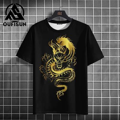 Dragon Mens T-Shirt 3d Prints Summer Street Fashion Short Sleeve Top Mens O Neck Oversized 2024 New Year T Shirt Mens Clothing