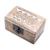 Wooden Pill Box Whitewashed Aztec Design
