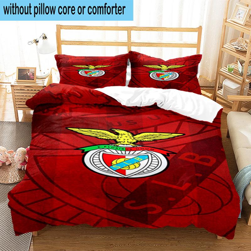 Set Biancheria da Letto Stampato 3 Pezzi Club di Calcio Benfica Chiusura Copripiumino Include 1 Copripiumino & 2 Federe Set Biancheria da Letto Decorazioni per la Casa Regali