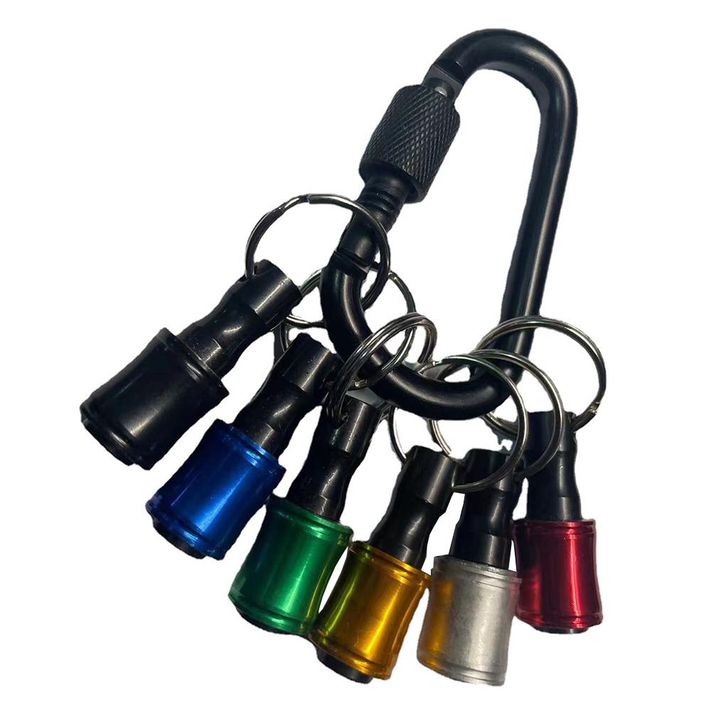 6Pcs 1/4" Hex Shank Quick Release Keychain Screwdriver Drill Bit Holder Socket