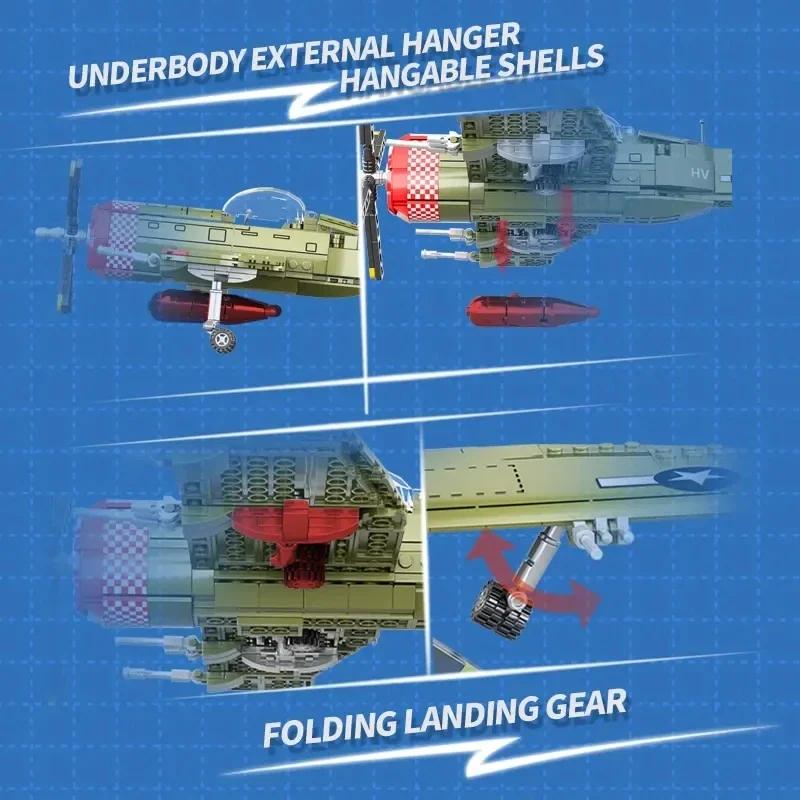 Różne Typy ww2 Armia P47 Myśliwiec Klocki Spitfire Militarny Żołnierz Figurki Pilota Klocki Broń Samolot Zabawki dla dzieci