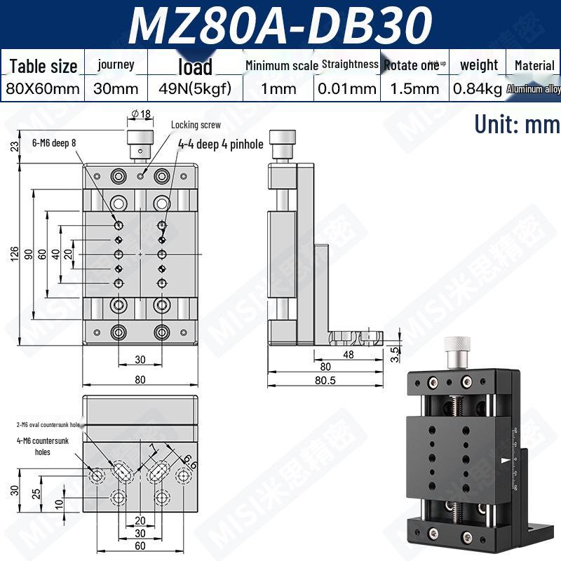 Heavy Load Precision Linear Slide Table with Fine-tuning Screw Rod - 50/80/100 Stroke