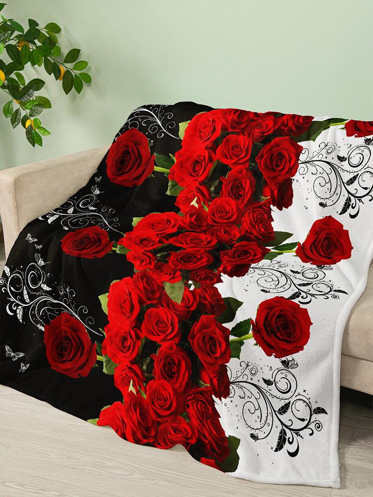 Flannel Blanket Rose Love Valentine'S Day Wedding Blanket Crystal Fleece Blanket Spring And Autumn