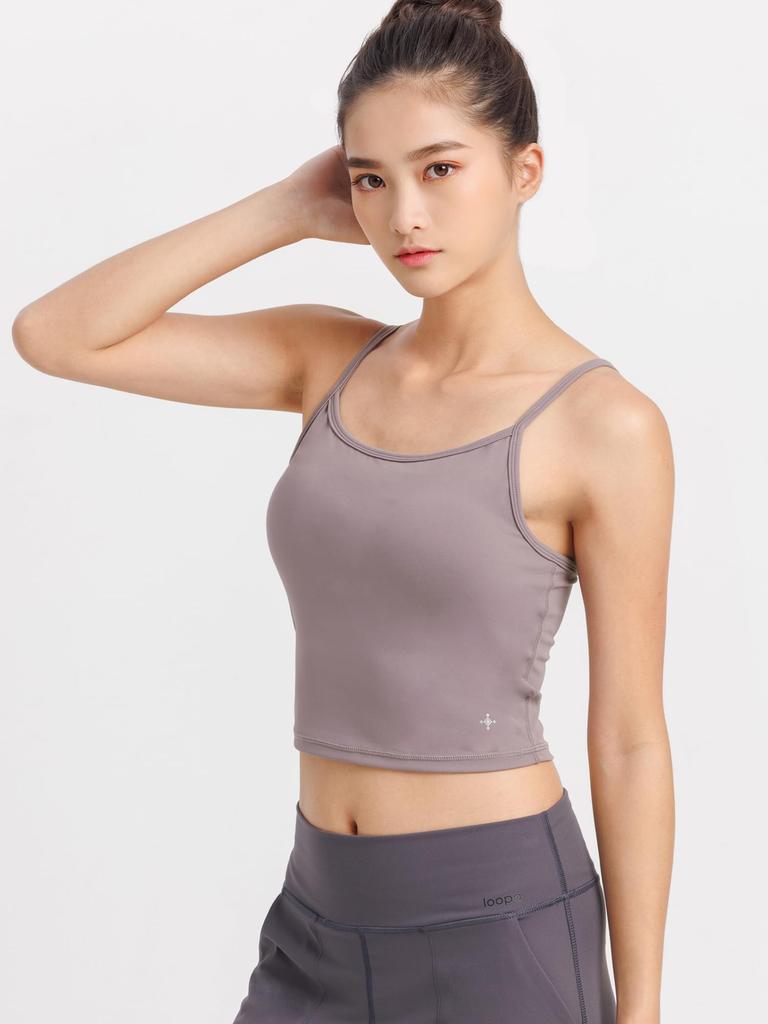 Loopa Daily Cropped Camisole with Yoga Hot Fitness Bra Top Lavender Size M Cups, Wear, Yoga, / Gray,