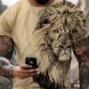 Men's 3D printed T-shirt - loose fit, short sleeves, asymmetrical crew neck