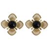 Retro French Luxe Matte Four-Leaf Flower Hollow Design Earrings for Women