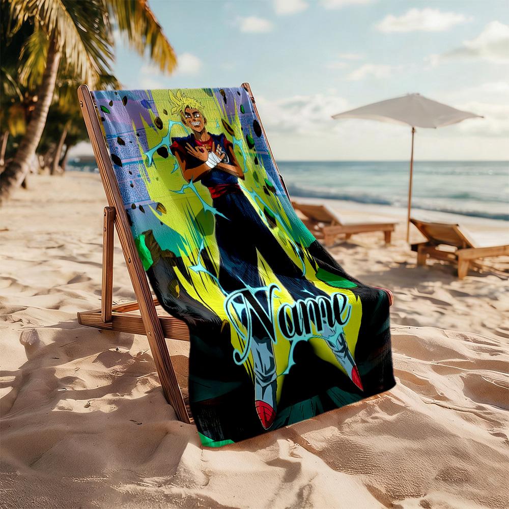 Super Saiyan Transformation Customizable Name Beach Towel Soft Durable Quick-Dry Perfect for Traveling Yoga Camping and Swimming