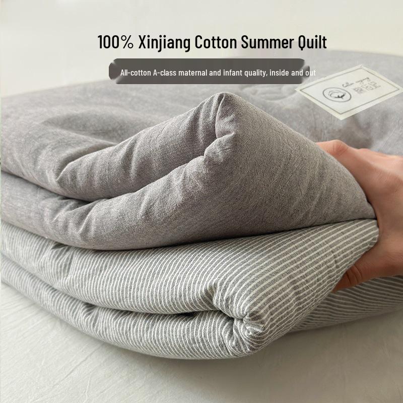 A-Class 100% Pure Cotton Summer Cooling Quilt - Thin, Machine Washable, Xinjiang Cotton Air Conditioning Blanket