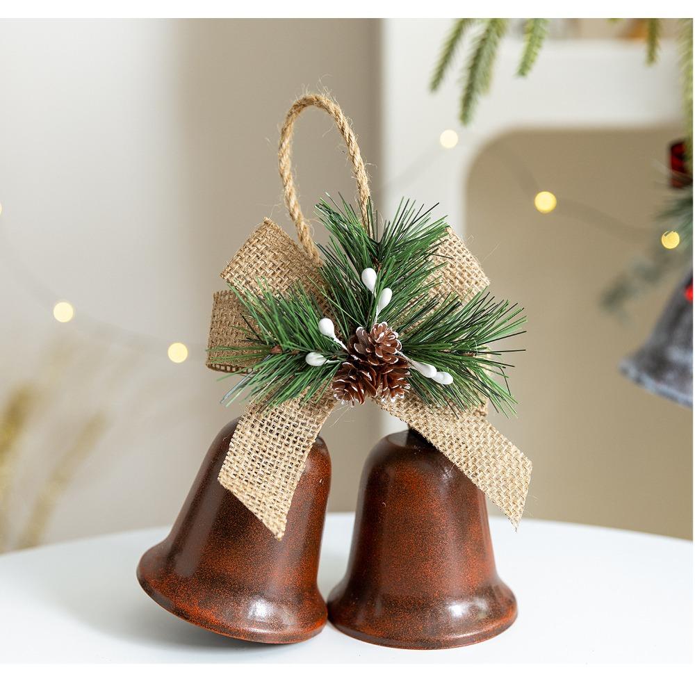 Rustic Decorative Christmas Bell Vintage Xmas Pendant Exquisite Christmas Tree Ornament Wall