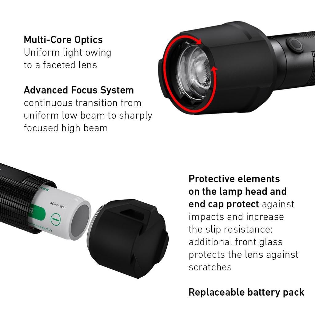 Ledlenser P7R Work LED USB 502187 Japanese Flashlight, Rechargeable, Black, Small, [Official Product]