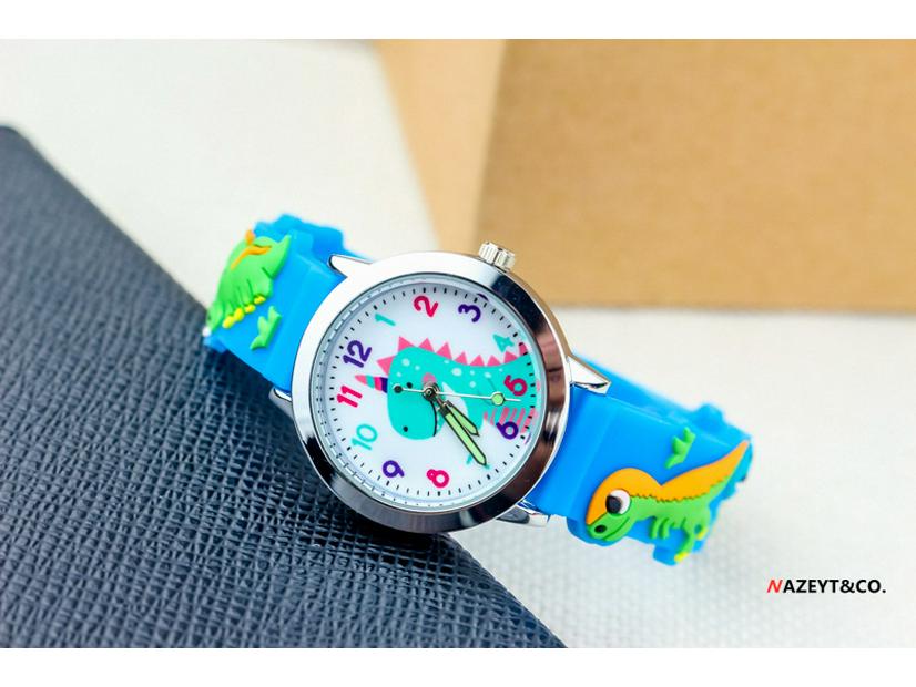 Fashionable 3D Silicone Dinosaur Quartz Watch for Kids - Cute Cartoon Animal Design