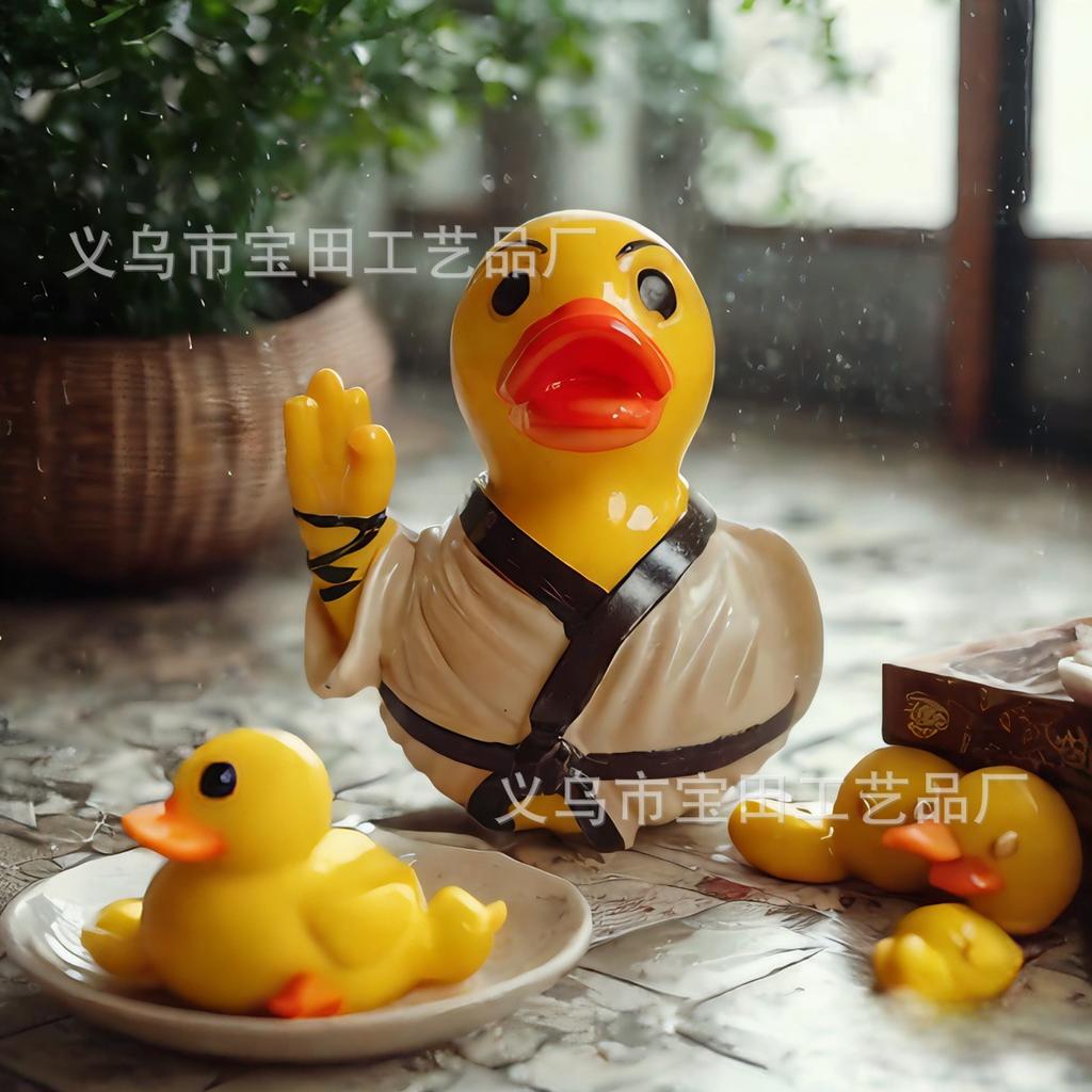New Resin Duck Statue Ornament Shaolin Monk Duck Home and Party Decoration Resin Crafts