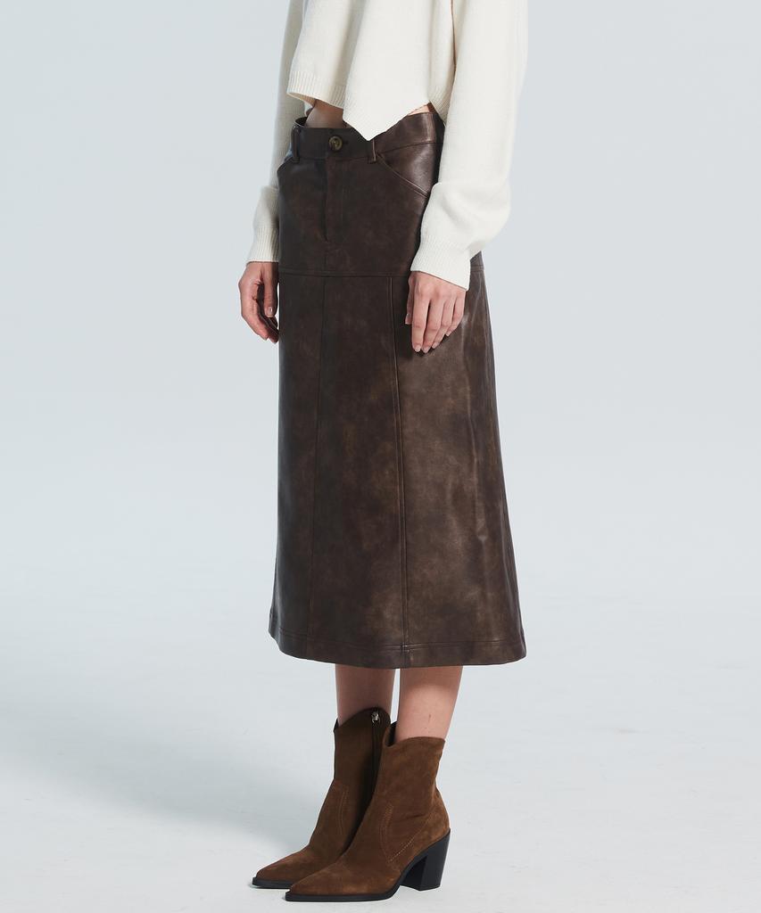 RACLEUR Panel Layer Long Skirt [Leather]