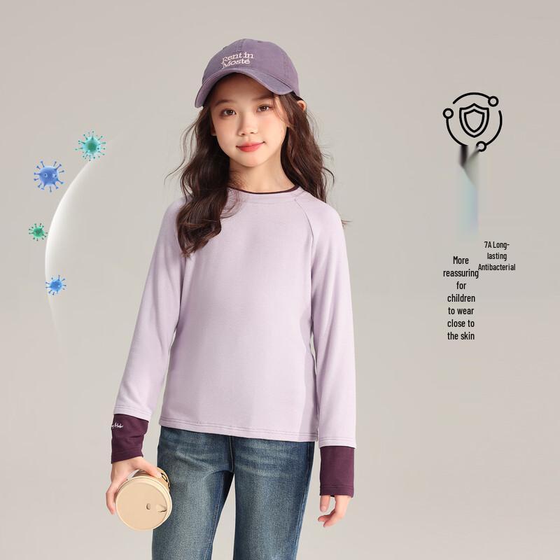 Girls' Colorblock Faux 2-Piece Cashmere Blend Long Sleeve T-Shirt