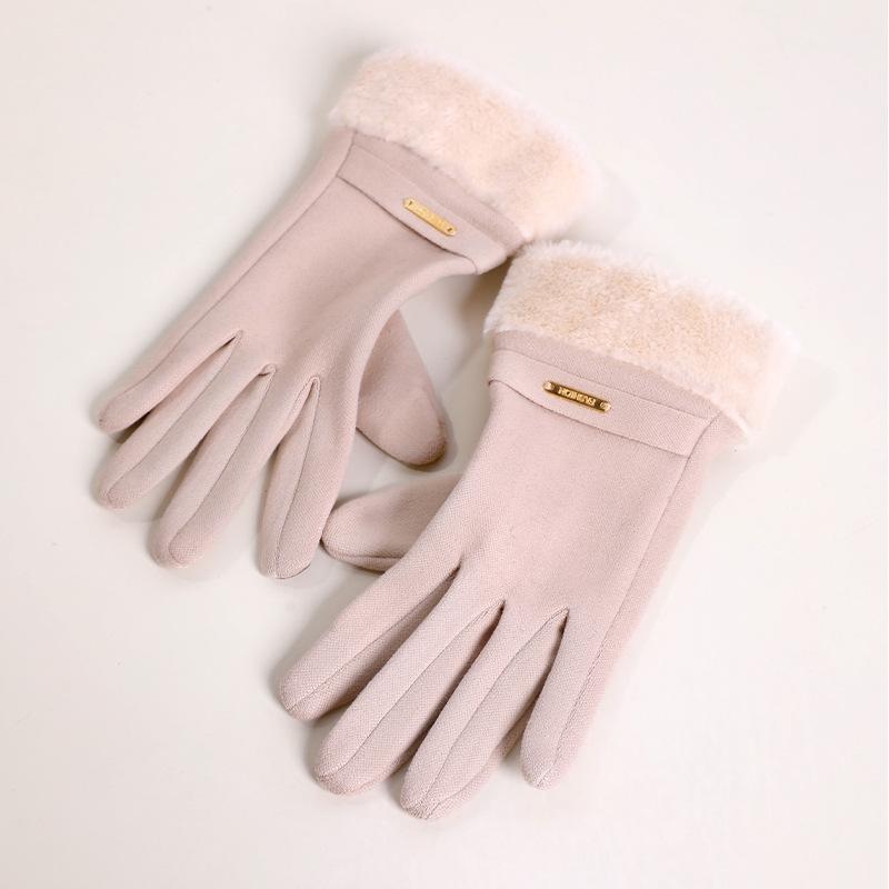 Gloves Winter Velvet Thickened Warm Cute Touch Screen Winter Electric Vehicle Cold Riding Gloves