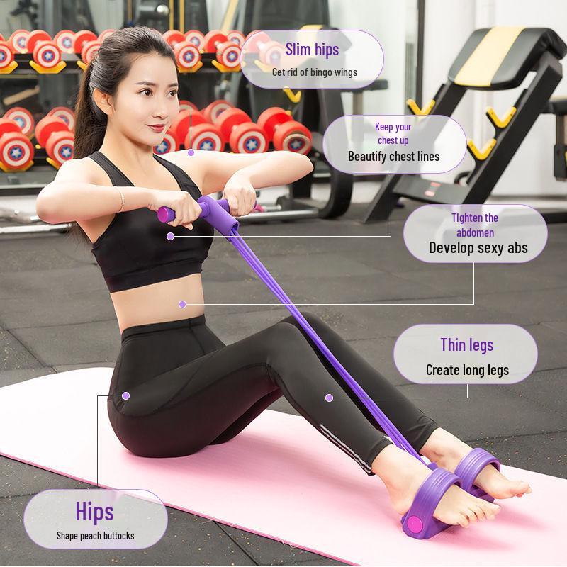 Foot Pedal Sit-Up Assist - Slim Belly & Leg Fitness Equipment with Six-Strand Stretch Rope