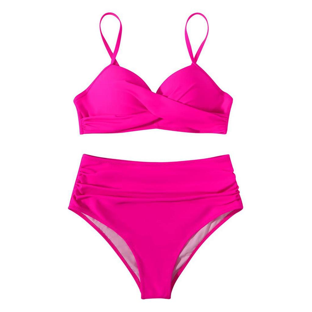 Costume da bagno bikini push up da donna costumi da bagno solidi sexy costume da bagno floreale femminile costumi da bagno increspati XL bikini a vita alta donna