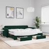 Vidaxl Sofa Bed with Drawers, Dark Green, 90X200 Cm, Velvet