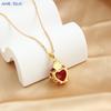 MHS.SUN Gold Plated Sacred Heart of Jesus Cross Necklace Red Zircon Religious Catholic Pendant Necklaces For Women Girls Jewelry