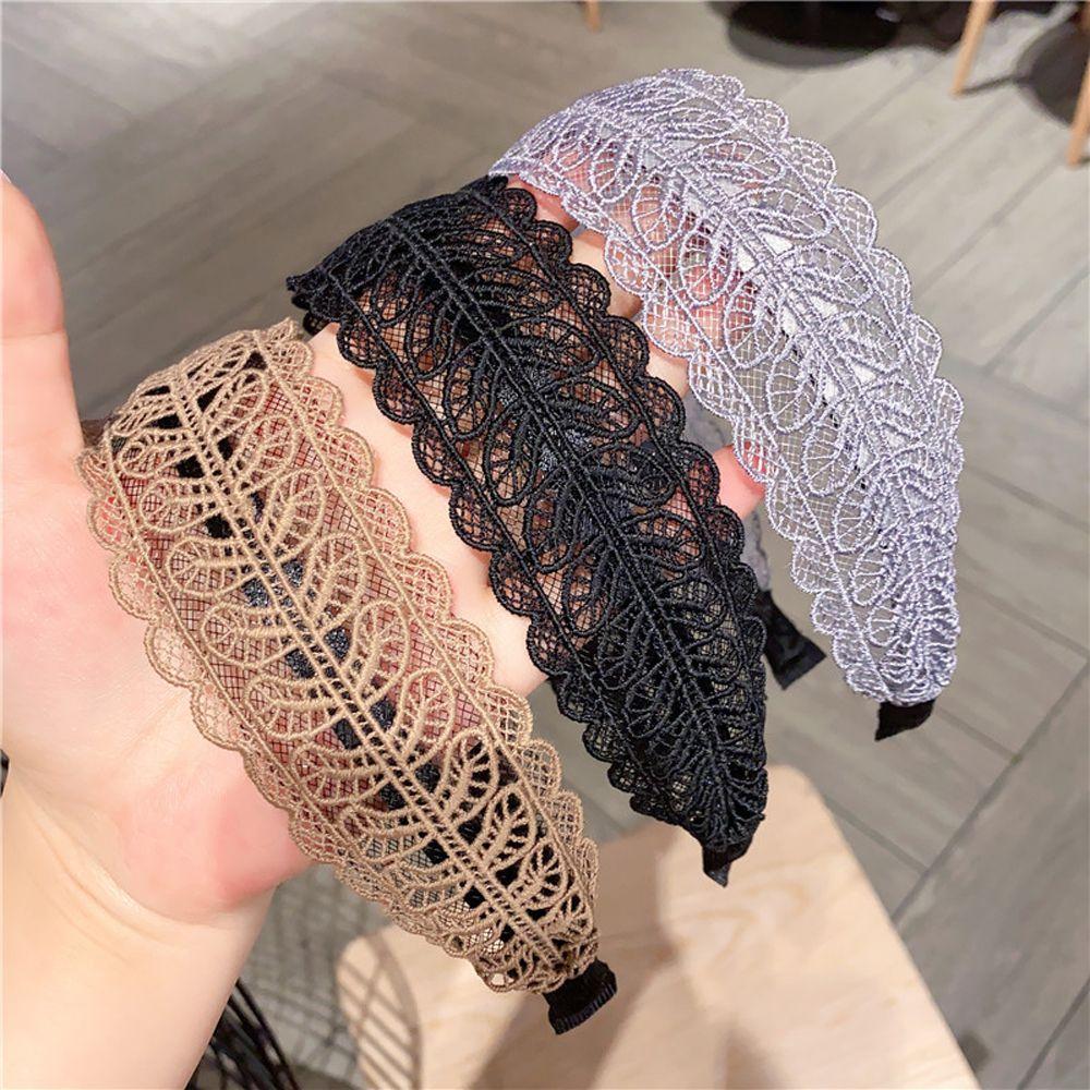 With Toothed Temperament Resin Face Wash Women Hair Accessories Korean Style Hair Wear Wide Side Hairband Lace  Leaves Headband