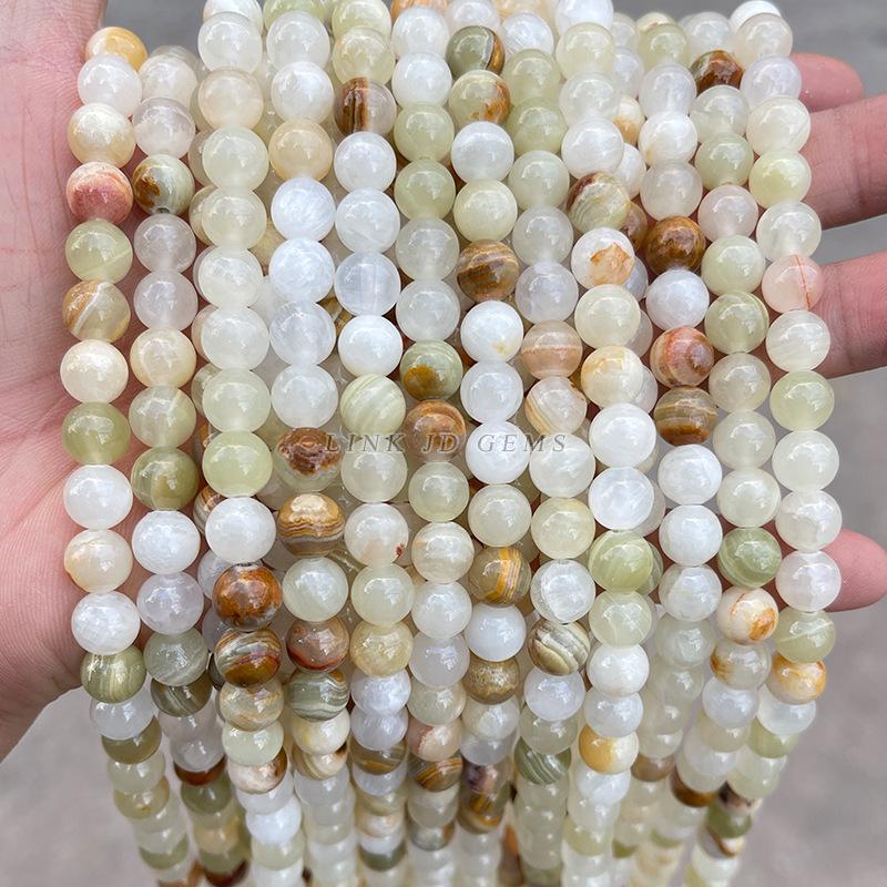 Jinde Jewelry Flower Green Jade Round Beads - Handmade DIY Accessories Embellishments