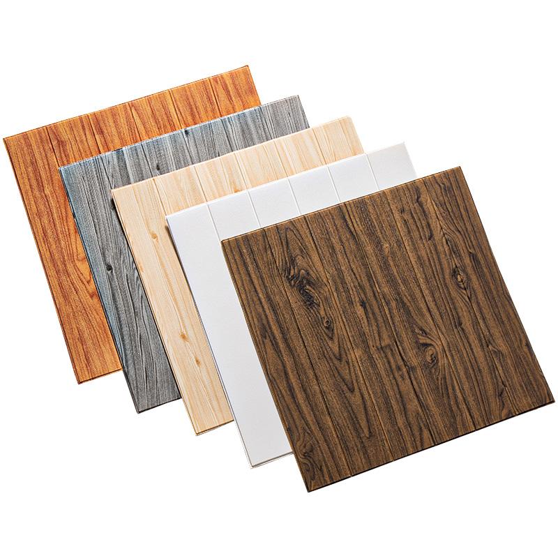 35*35cm 10Pcs 3D Wood Grain Adhesive Wall Wallpaper Waterproof Wall Stickers Living Room Kitchen Background Wall Decoration