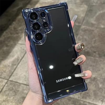 Plating Shockproof Transparent Soft Case For Samsung S24 S25Ultra S23 FE S22 Plus Lens Film Protection Cover