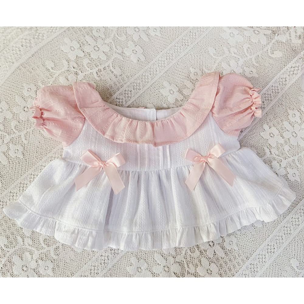 niannyyhouse 40cm Plush Clothes, Loose Fitting, Pink and White Dress, Dress-Up, Cotton Doll, Accessories