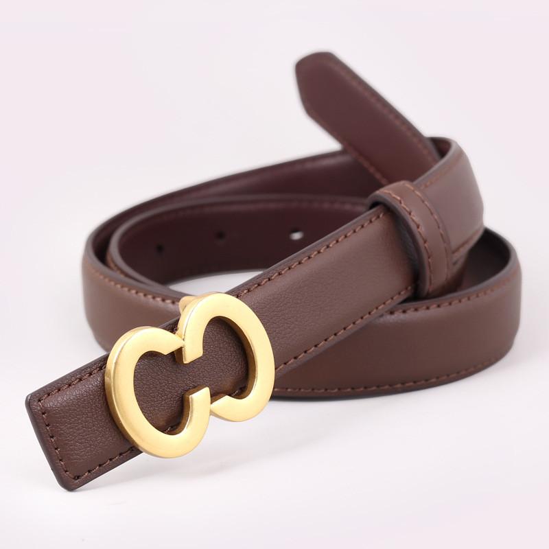 

Leather Belt For Women With Metal Buckle Casual Dress Office Accessory темно-коричневого кольору