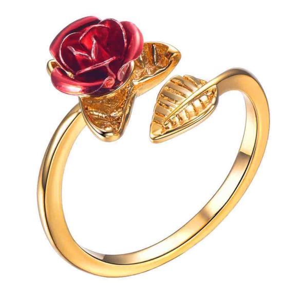 

Женское розовое кольцо с открытым пальцем, регулируемое свадебное обручальное ювелирное изделие, подарок золотистый