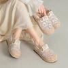 2026 Summer New Retro Embroidered Slippers with One Step Stepping and Half Dragging Foreign Trade Women's Shoes
