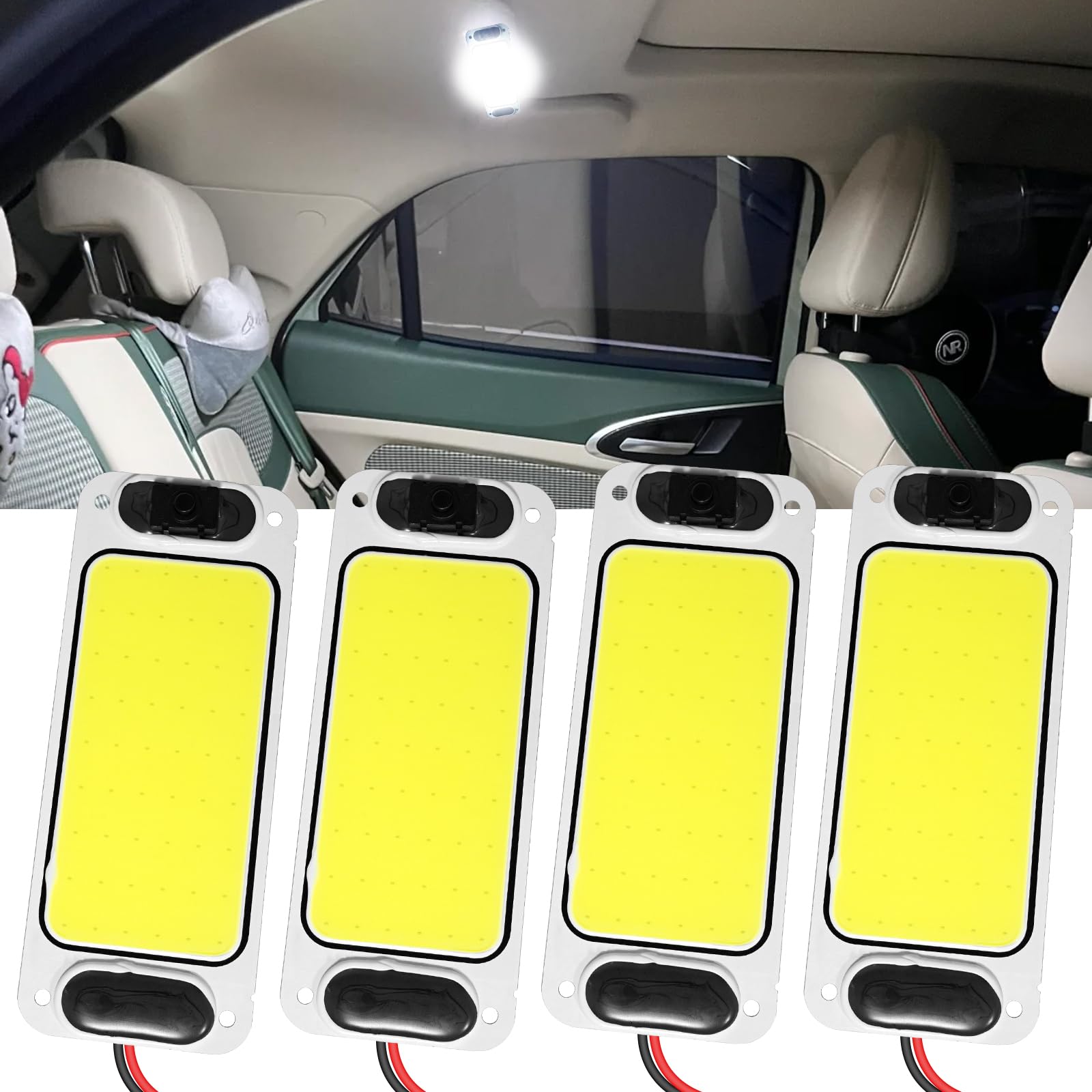 

Qasim LED Room Lamp, Cargo Light, Car Lighting, Universal Use, Switch Included, Double Sided Tape Included, For Cars (4) белый