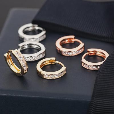 Bohemian Rose Gold and Silver CZ Zircon Square Hoop Earrings for Women